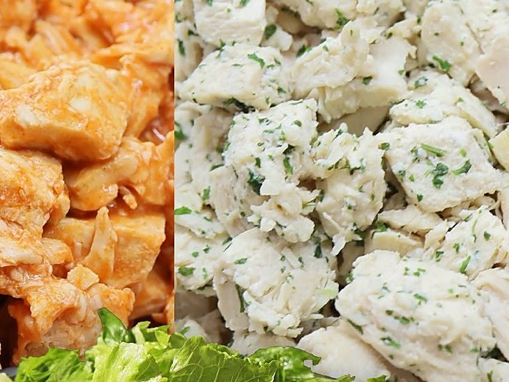 Proteínas a elegir: pollo buffalo, a las hierbas, BBQ y a la pimienta